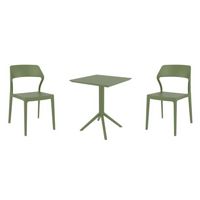 Snow Bistro Set with Sky 24" Square Folding Table Olive Green S092114